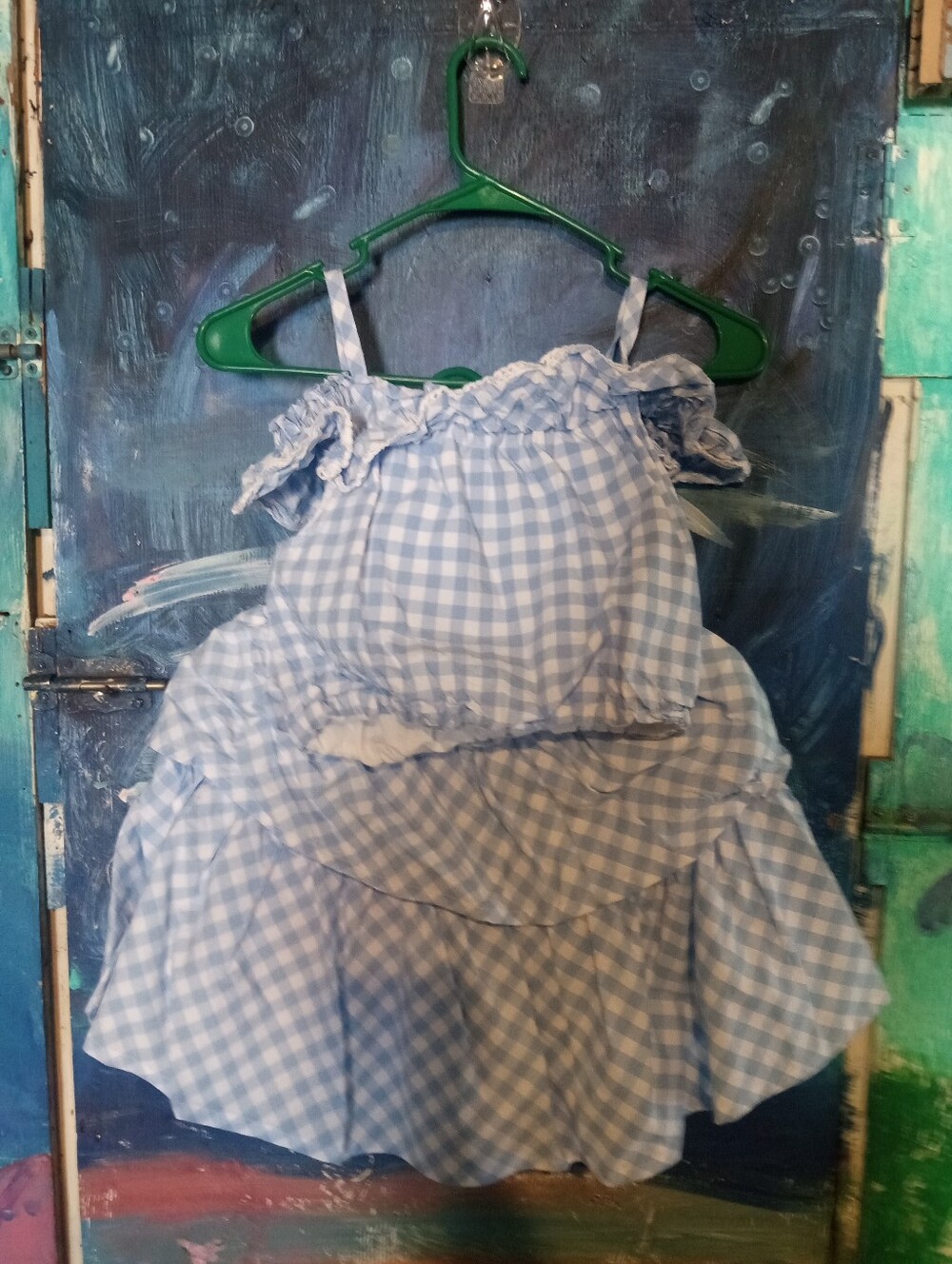 Tommy Bahama Blue and White Gingham Ruffle Skirt